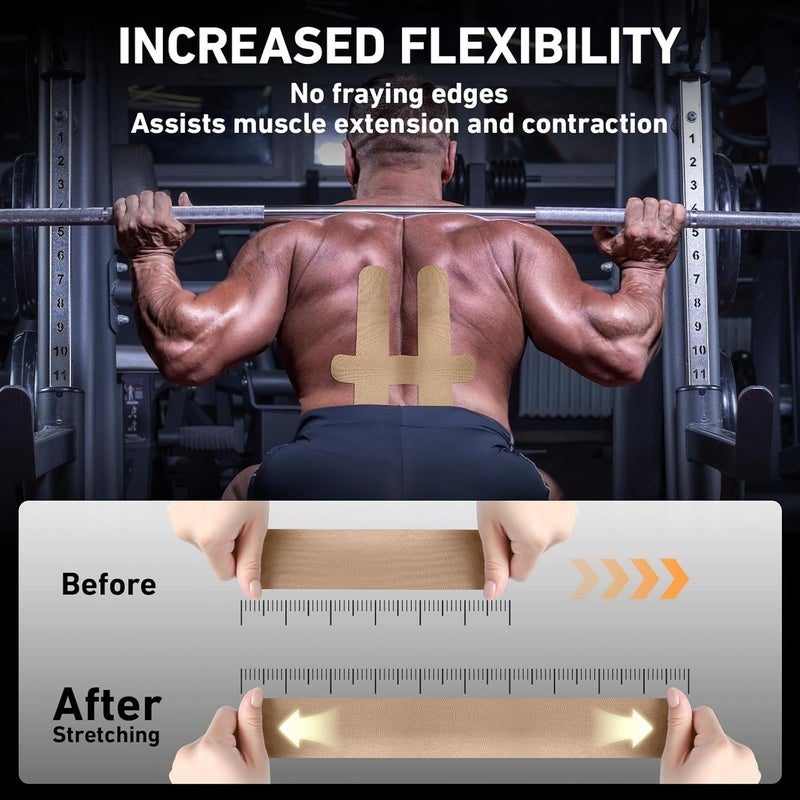 KTQUICK Store PreCut Kinesiology Tape for Lower Back, 12PCS Kinesiology Tape Precut for Lower Back, Original Cotton Waterproof&Breathable Latex-Free, Enhance Elastic Athletic Tape for Support Muscle(Beige) - Image 5